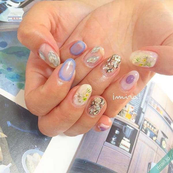 オフィスOK!大人のガーリーネイル(星、ハート、リボン、花) - Itnail オフィスOK!大人のガーリーネイル(星、ハート、リボン、花) - Itnail