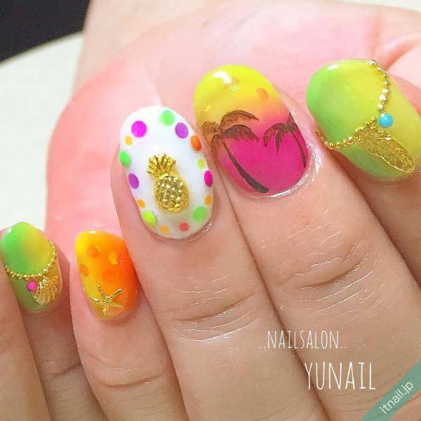 夏の指先はこれ いろんなパイナップルネイルを見てみよう Itnail